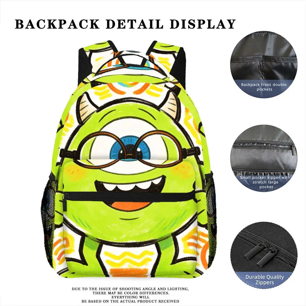

1pc Disney Mike Wazowski Monsters, Inc.Computer Backpack, Fashionable and Simple, Unisex, Large Capacity, High-Quality Gift