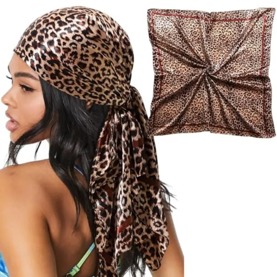 

35" Large Satin Head Scarf for Women Silk Hair Scarf Solid Color Hair Bandana for Night Hair Wrap Sleeping