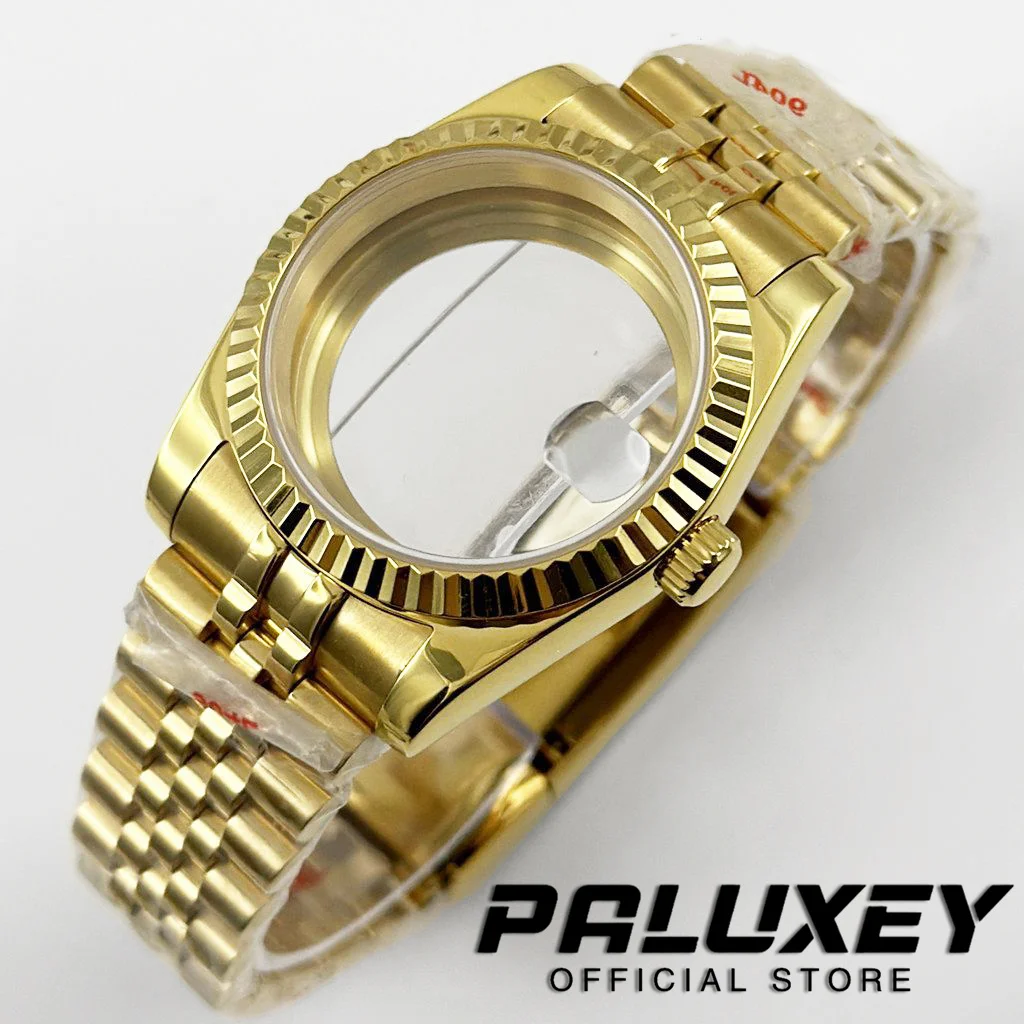 

Изогнутые часы с золотым покрытием 36 мм/40 мм, браслет, Прочные часы, искусственное сапфировое стекло для движения NH34 NH35 NH36 NH38 NH70 NH72 ETA2824