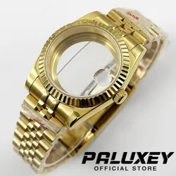 Gold Fluted Curved 36MM/40MM Bracelet Resistanst Watch Case Sapphire Glass For NH34 NH35 NH36 NH38 NH70 NH72 ETA2824 Movement