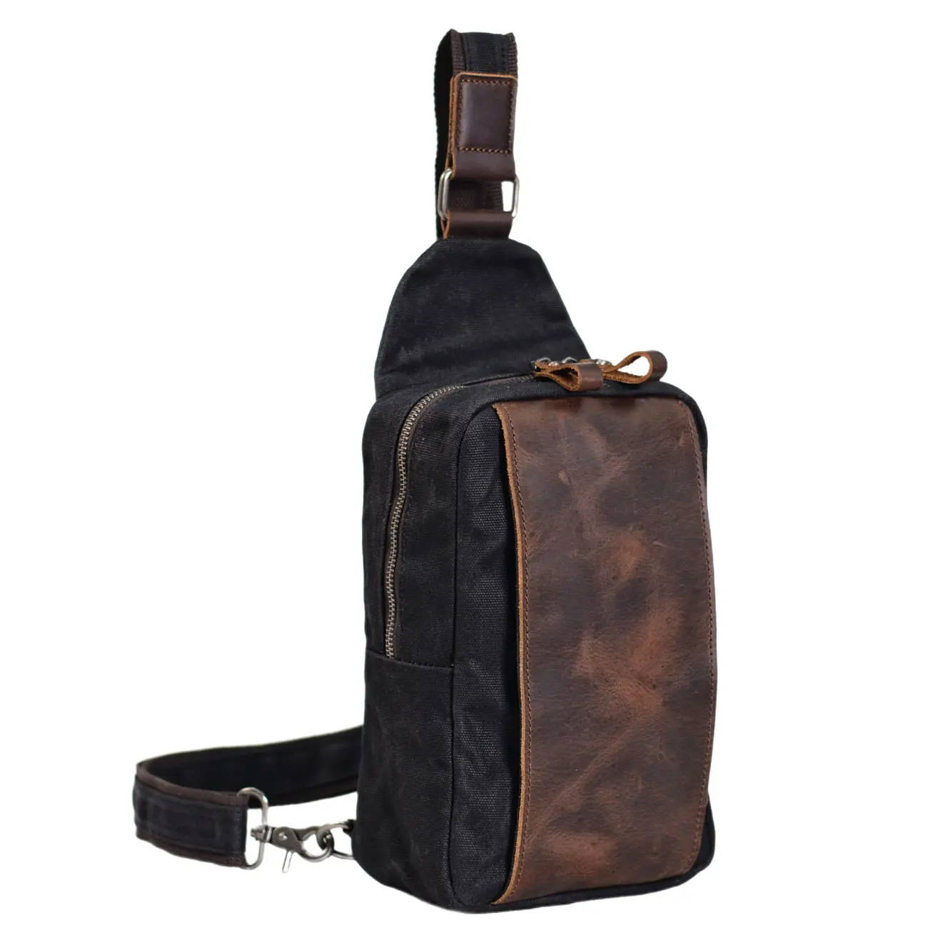 

Fashion Men's Chest Bag Batik Canvas Cowhide Waterproof Crossbody Bag Outdoor Travel Small Satchel Casual Daily Small Bag