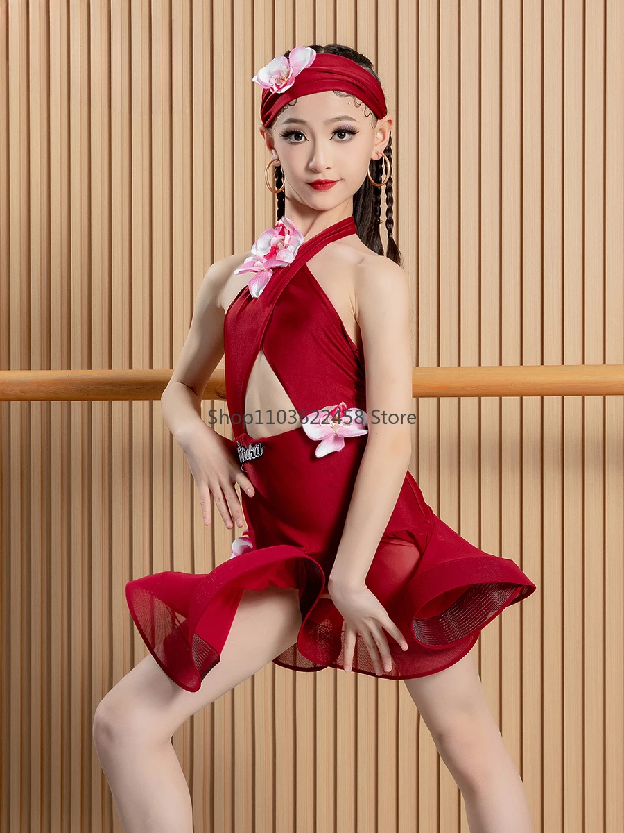 Latin Dance Dress Girls Samba Tango Ballroom Dance Competition Dresses Child Latin Practice Dress Kids Rumba Salsa Dance Skirt