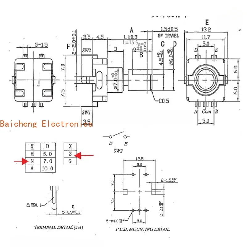 10PCS 360 degree non-stop EC11 encoder 30 bit 15 pulse potentiometer rotating volume switch half shaft 16.5