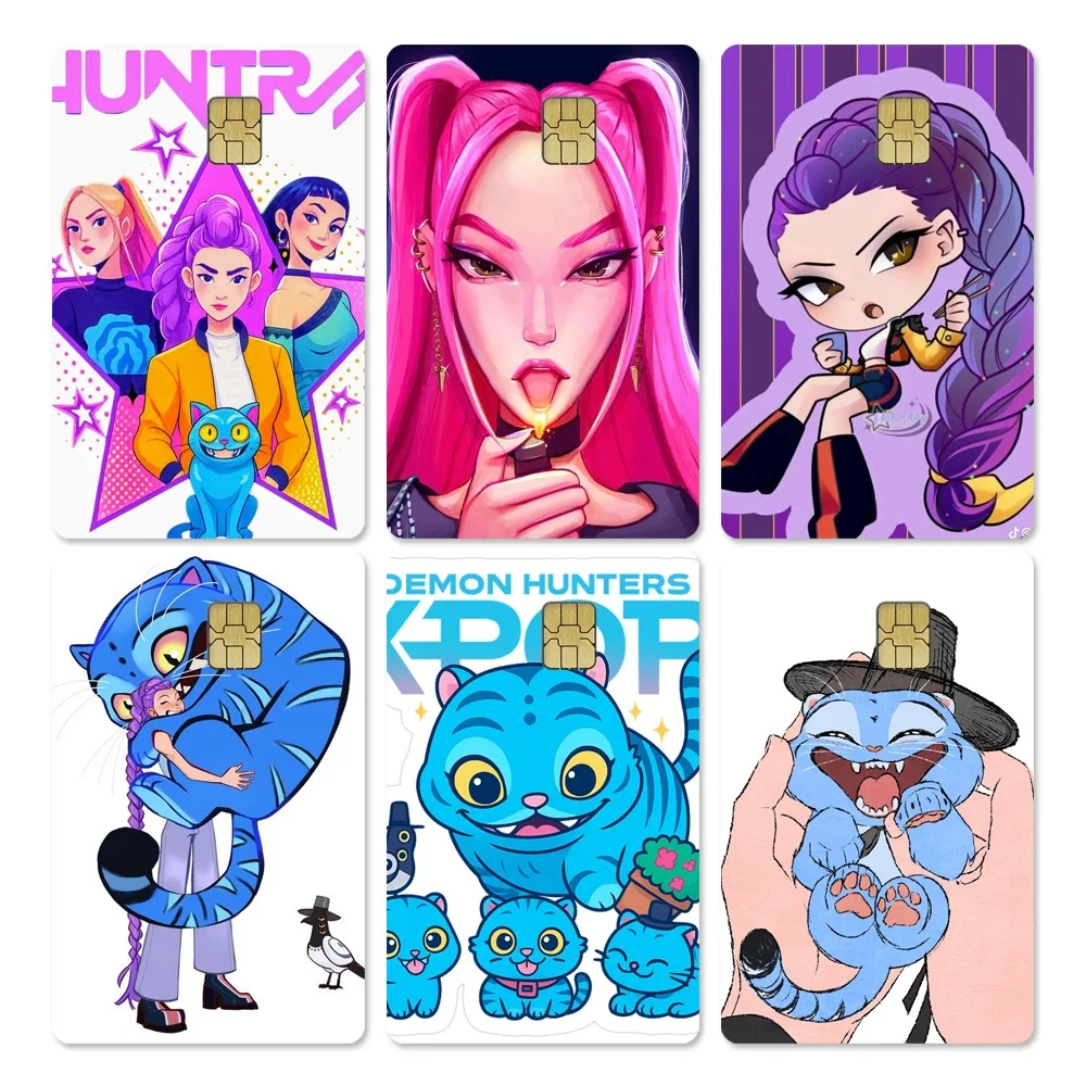 2025 Movie Kpop Demon Hunters Tiger Credit Card Skin Stickers Huntrix Saja Boys Shining Stars Frosted Rainbow Credit Card Skin