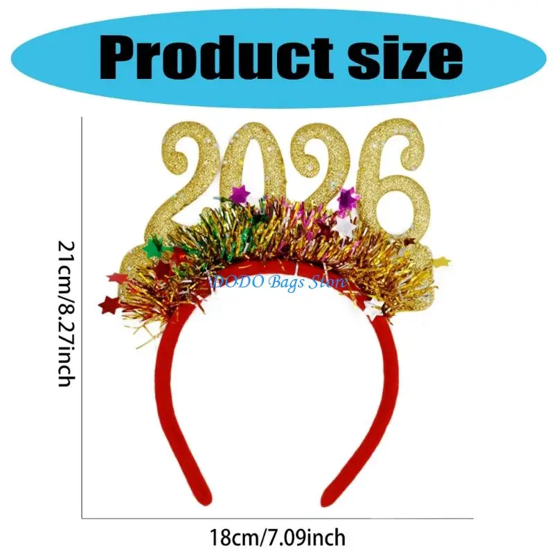 Year of 2026 Glitters Garlands Hairband Festival Event Hairhoop For New Year Eve