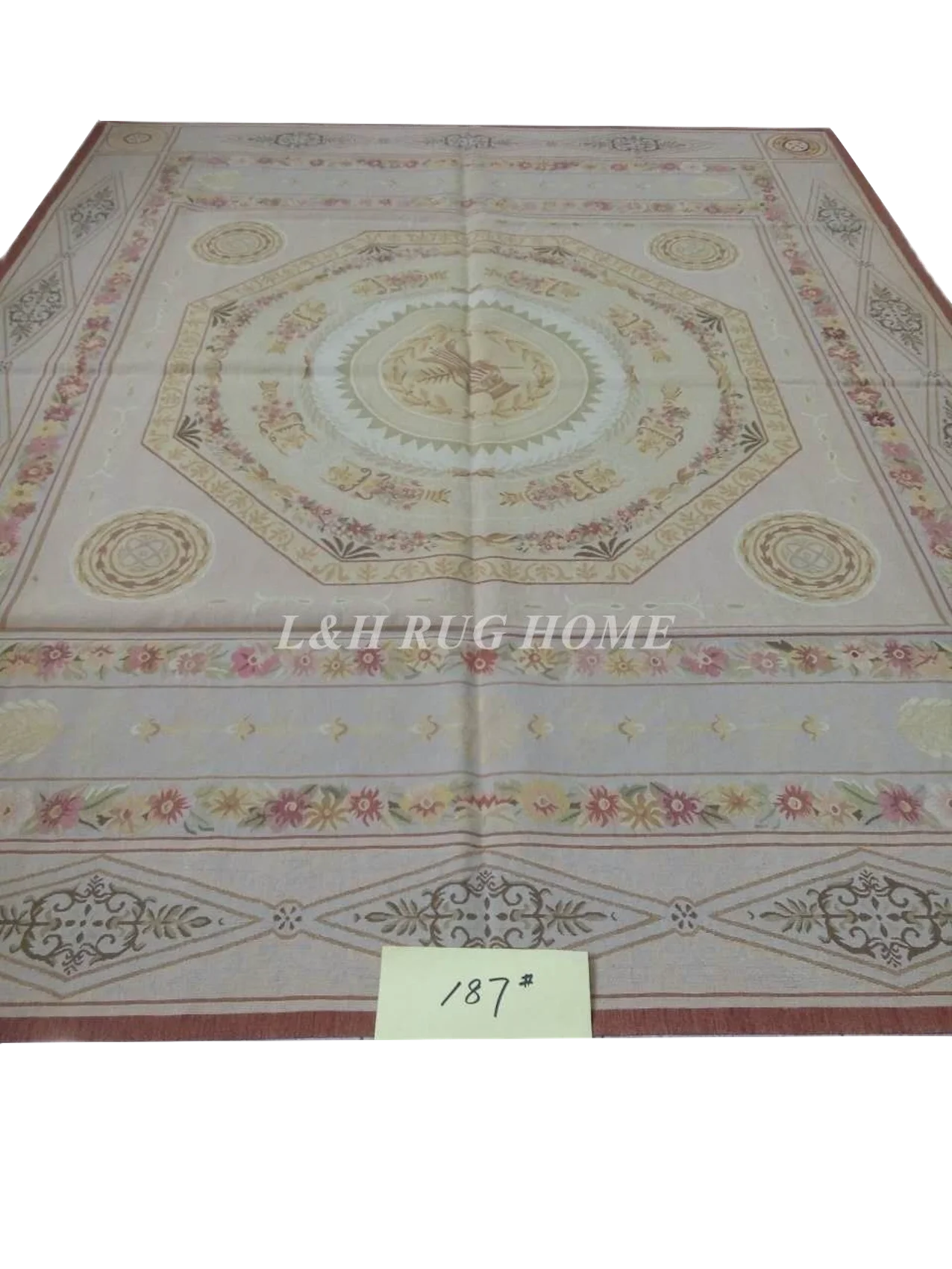 

Free Shipping 8'X10' French Aubusson Rug, 100% hand woven New Zealand woolen rug--Light Grey Green field