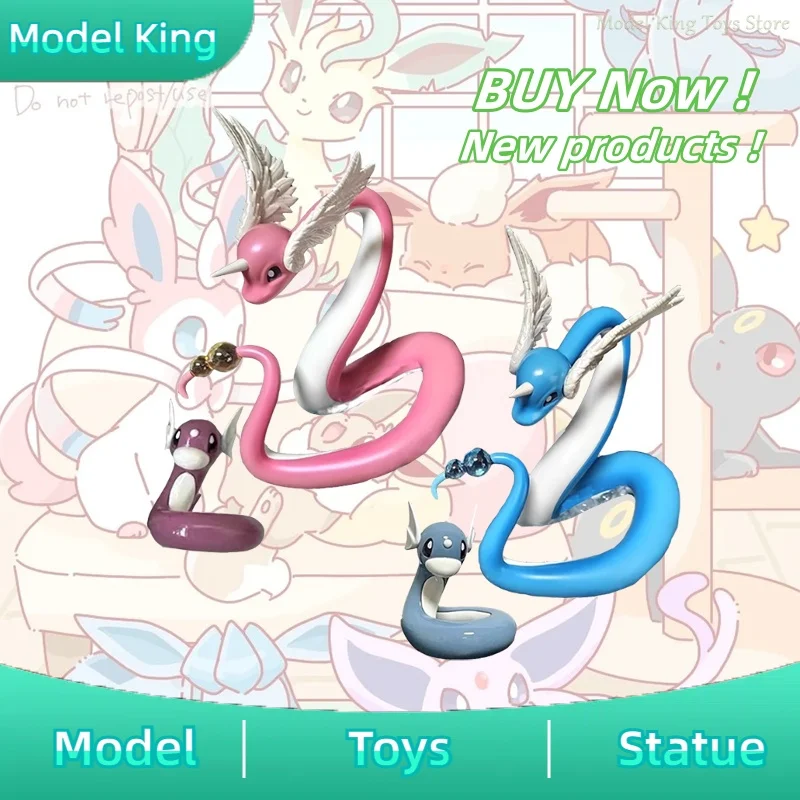 

В наличии Dratini Dragonair аниме фигурки милая фигурка статуя из ПВХ коллекция модель украшение стола орнамент подарки на день рождения игрушки