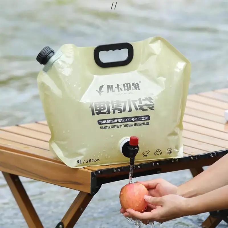 Bolsa de agua potable portátil, contenedor de agua plegable para exteriores de 8L, bolsa de agua plegable de gran capacidad, suministros de