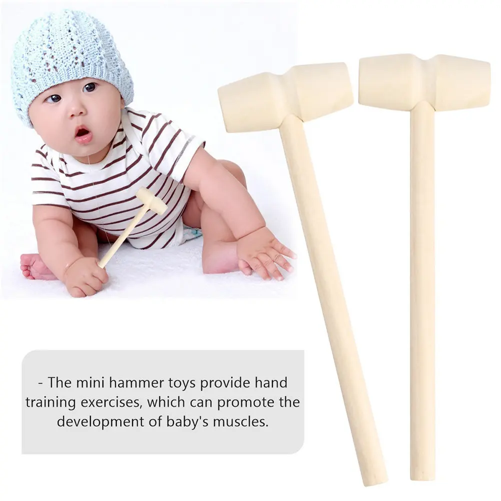 24 Stück Mini-Holzhämmer, umweltfreundlich, lacksicher, für die Entwicklung der Handmuskulatur von Kleinkindern, Spaß für Eltern und Kinder, Holzhämmer