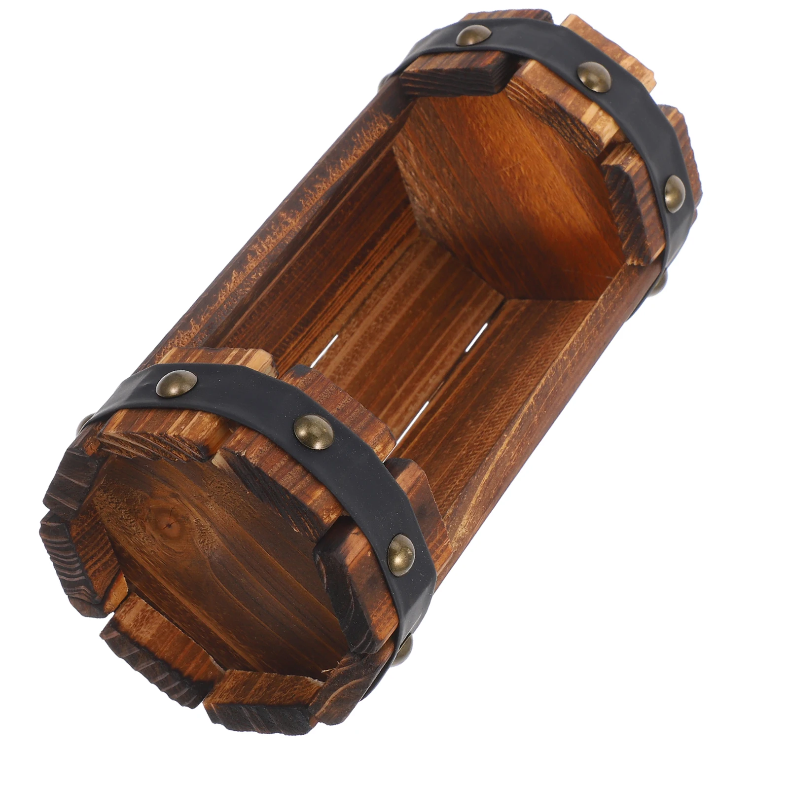 

Wooden Flower Pot Large Capacity Breathable Outdoor Decor Barrel Planter for Balcony Garden Vegetable Succulent Plant Holder