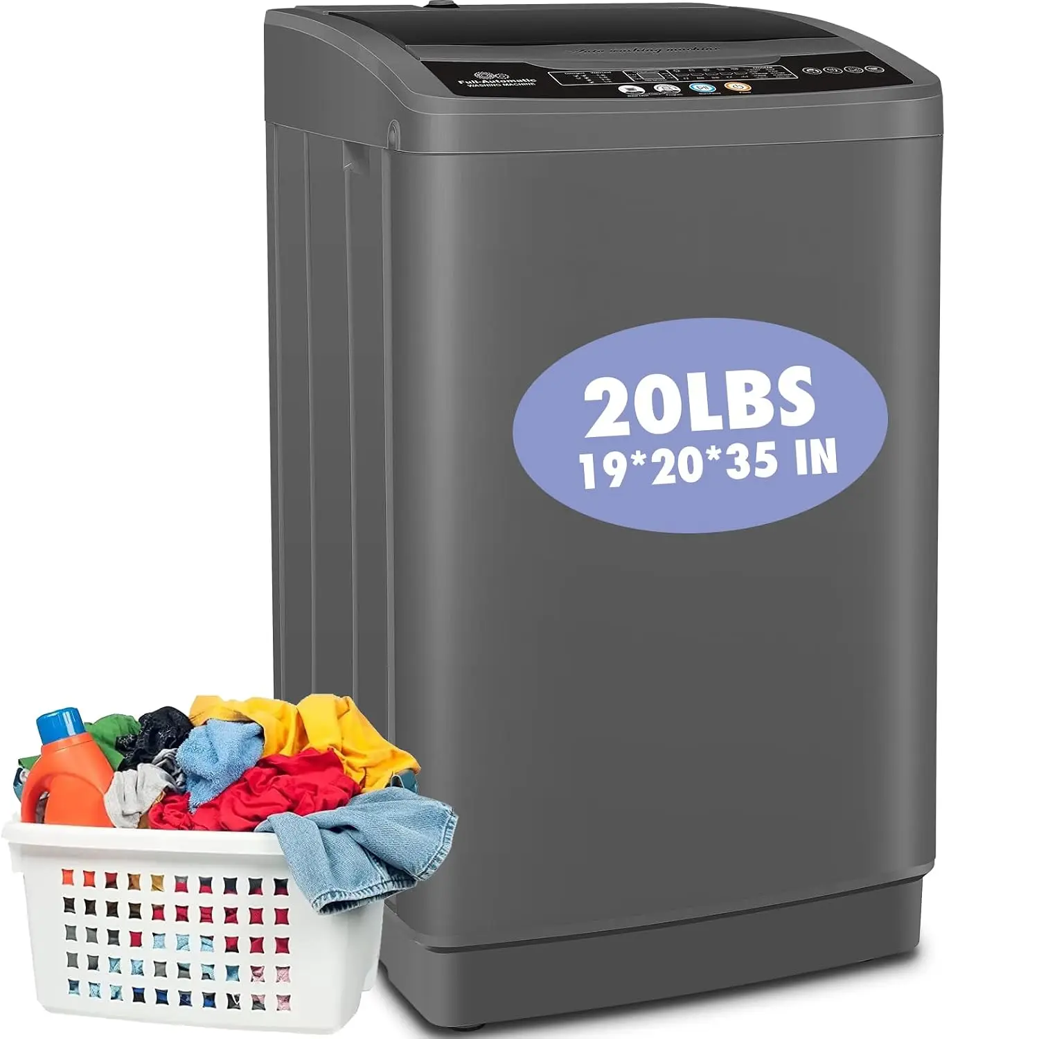20Lbs Portable Washer Dryer Combo, 480W, 10 Programs, 24H Delay, Tub-Clean, Child Lock, Top Load for Apartment Home RV,