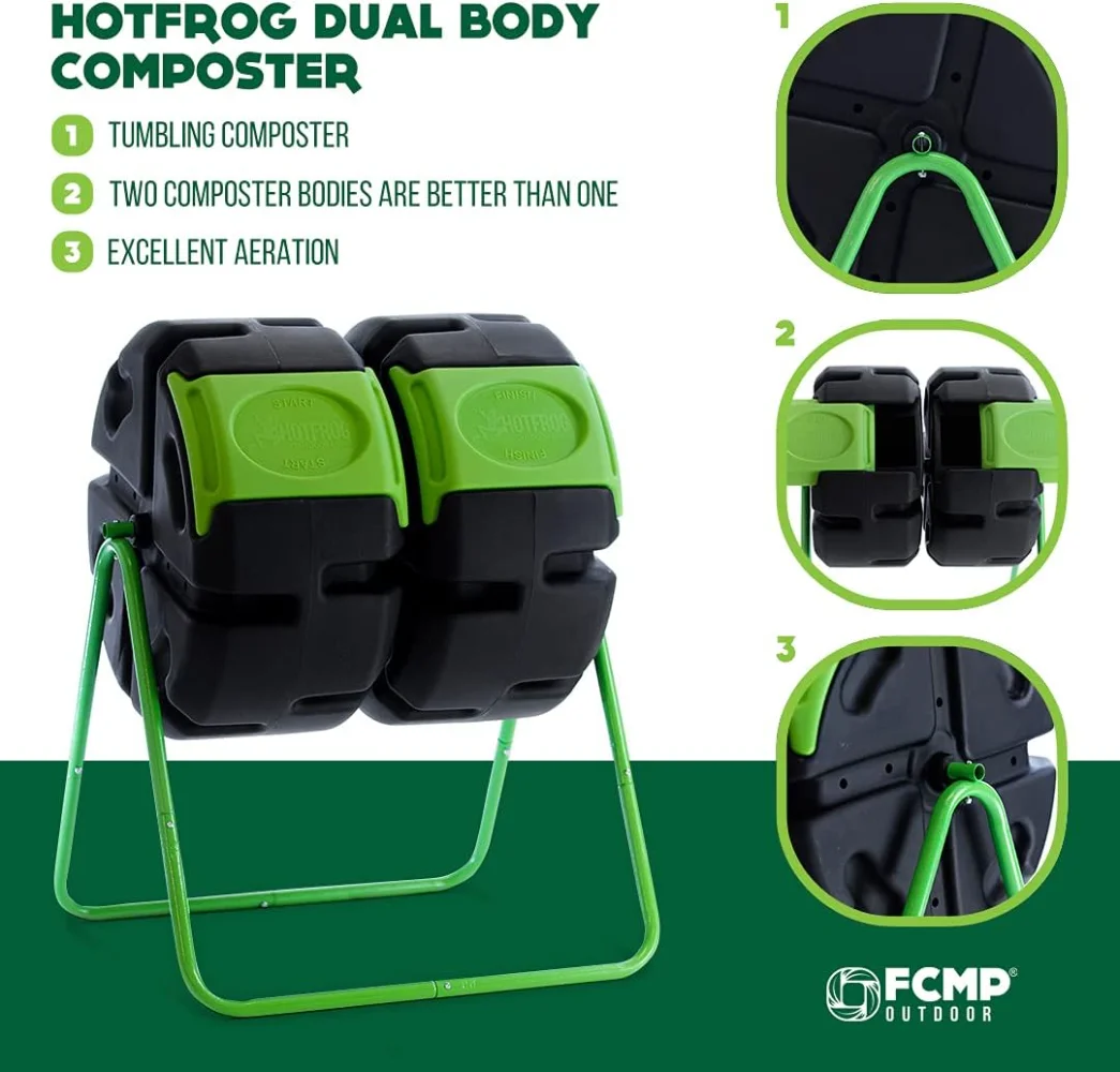 Fcmp Outdoor Hotfrog Dual Body Tumbling Komposter (37 Gallonen)
