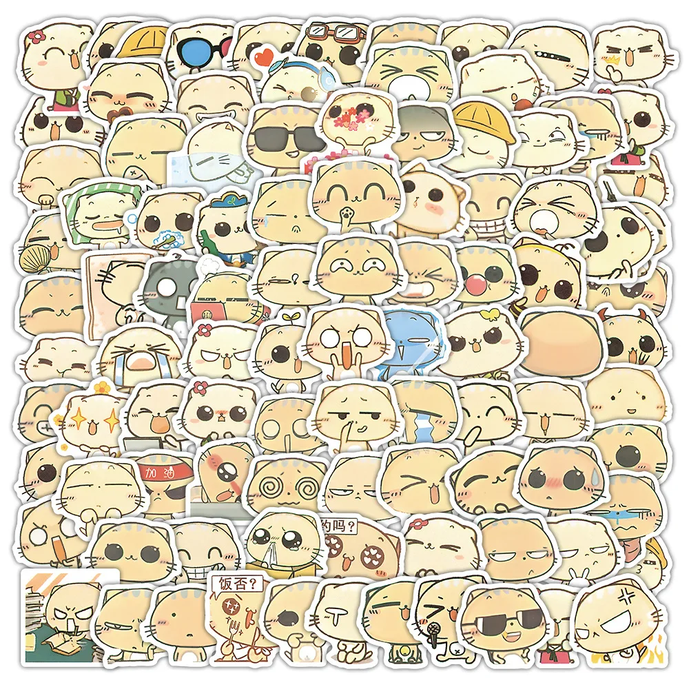 

100Pcs Cute Cartoon Funny Cat Meme Stickers Graffiti Style Stickers for Phone Water Cup Decoration DIY