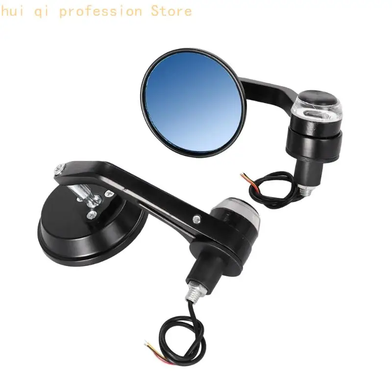 Motorrad-Lenker-Seitenspiegel mit Lichtgehäusen, 7/8-Zoll-Lenkerendpaar für Pendler und Ersatzgebrauch H8WE – Detail 7