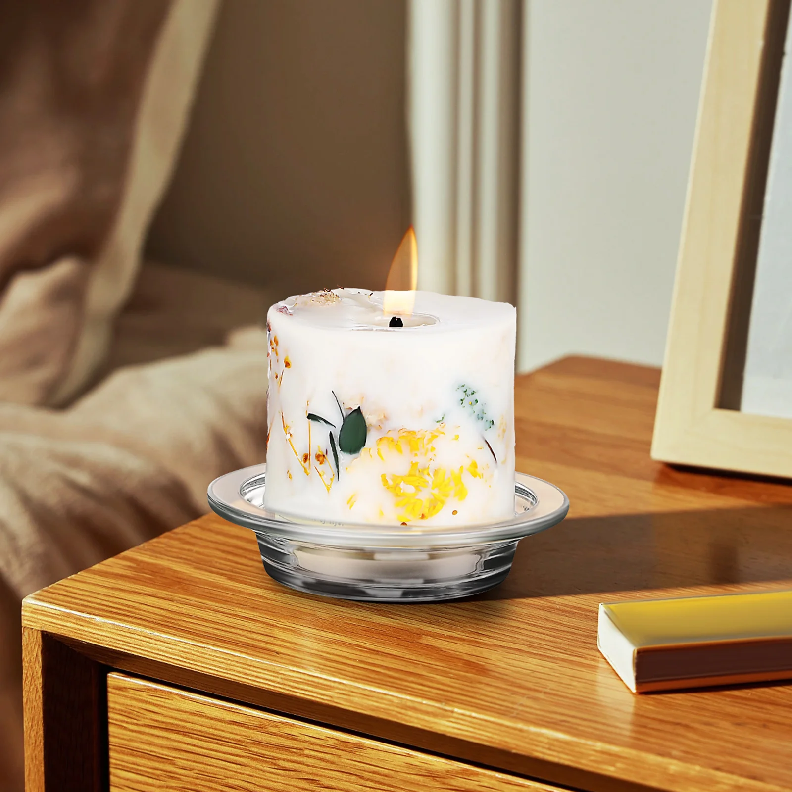 

2Pcs Wax Melt Warmer Liners Transparent Glass Dish Stylish Practical Scented Melting Plate Wax Melt Warmer Dish