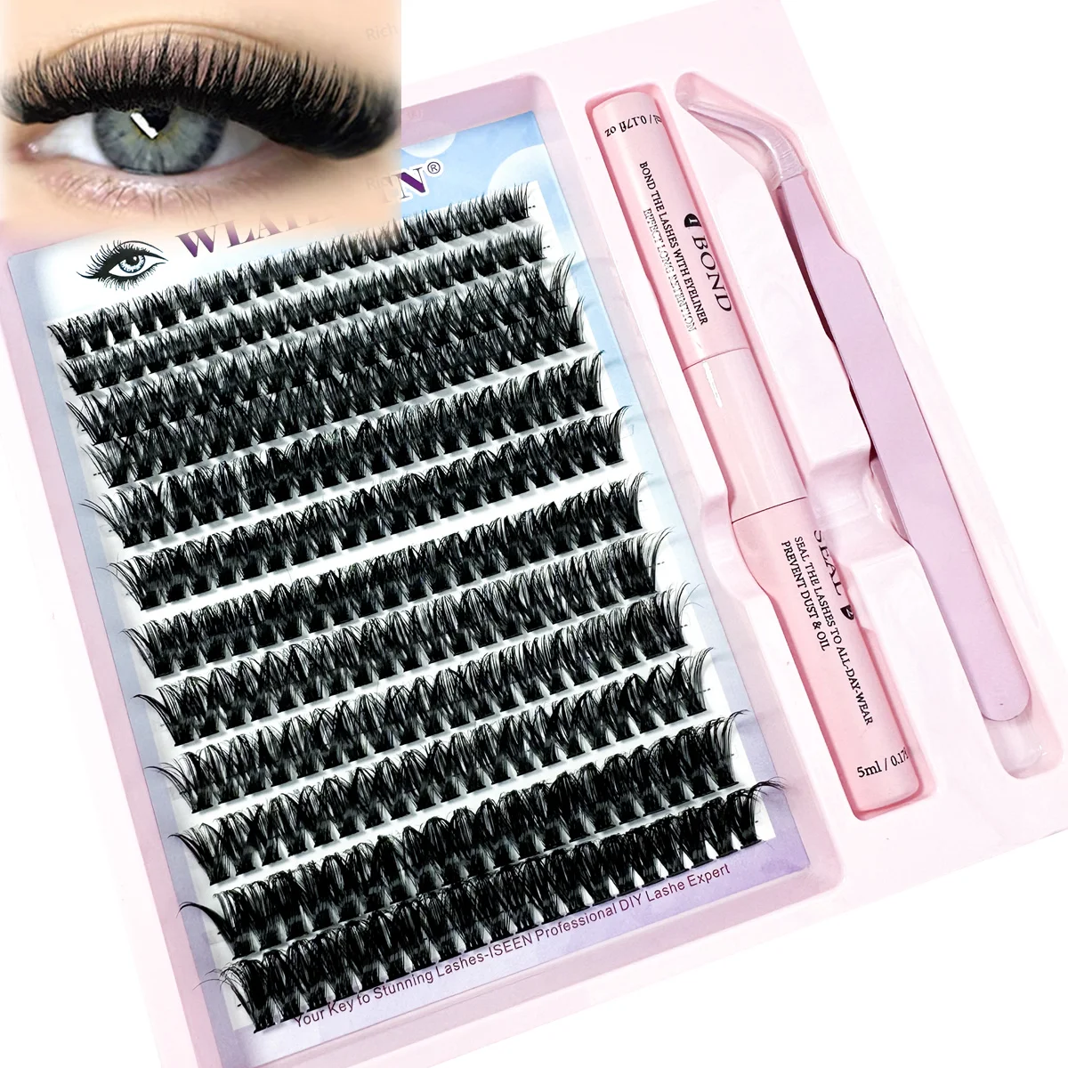 30D-80DDIYまつげエクステキット、まつげ接着剤とシーリングリムーバー、まつげ240個、まつげ接着用メイクツール、接着剤