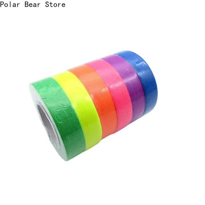 5 Meter 6 Colors Neon Gaffer Tape UV Glow Cotton Wedding Halloween Party Decoration Fluorescent Rainbow Color Safety Warning