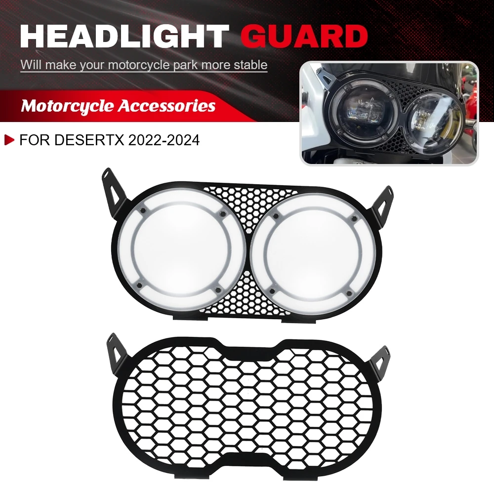 

Motorcycle Headlight Head light Grill Guard Cover Protector Headlight Protector Cover Grill For Ducati DesertX 2022-2023 2024