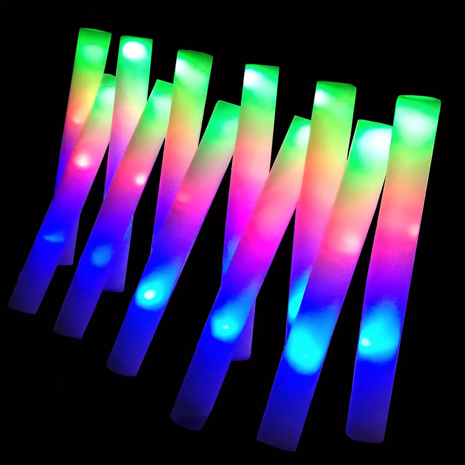 102pcs Bulk Colorful LED Glow Sticks RGB LED Glow Foam Stick Cheer Tube Dark Light Birthday Wedding Party Supplies