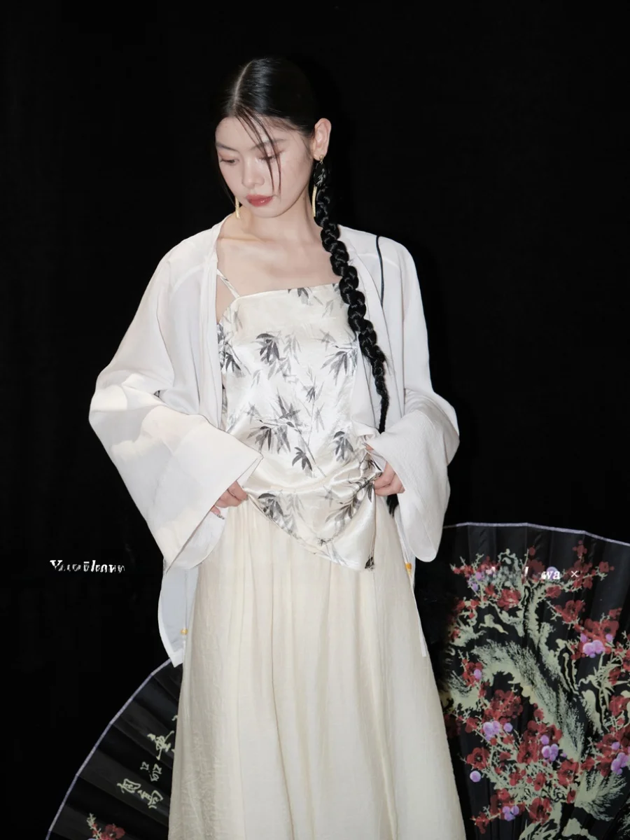

Yamakawa Chinese Style Bead Light Moon Print Acetate Bamboo Printed Halter Vest Women's Summer Commute Fashion Single Piece