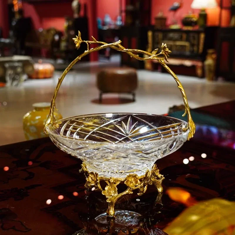 Copper inlaid crystal glass ornament