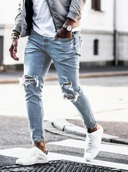 Men Jeans Clothing 2024 New Autumn Winter Skinny Jean Streetwear Hip Hop Slim Pencil Pants Fashion Denim Trousers Plus Size 3XL