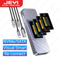 JEYI Visual Smart M.2 NVMe NGFF SSD Enclosure, Supports 5s Write Protection, 3s Re-connect, USB 3.2 Gen2 10Gbps, UASP Trim