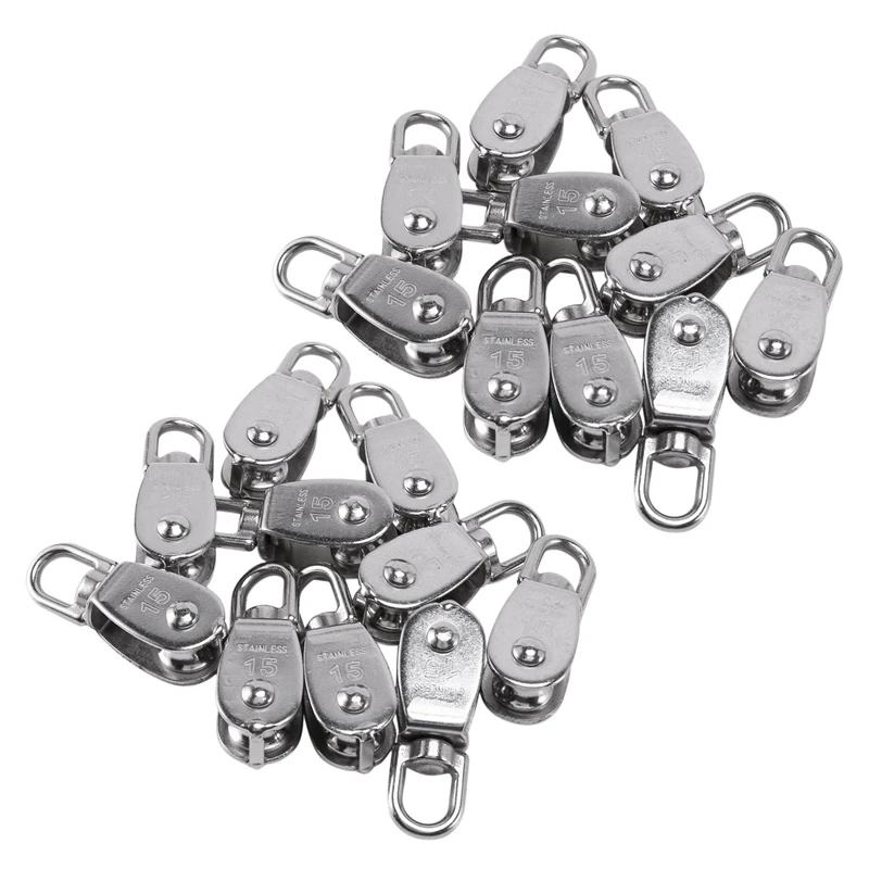 

HOT SALE Crane Pulley Block M15 Lifting Crane Swivel Hook Single Pulley Block Hanging Wire Towing Wheel 20Pcs