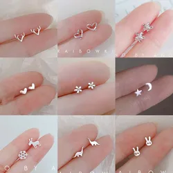 Simple  Silver-plate Stud Earrings For Women and Students Silver Color Heart Earring For Teen Ear Piercing Jewelry Accessories