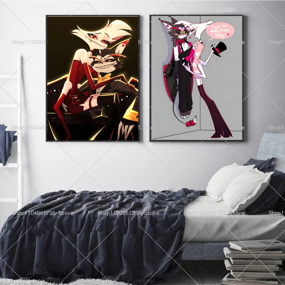 Hazbin H-Hotels Angel 먼지 경보 포스터, 자체 접착 아트 방수 종이 스티커, 커피 하우스 바 룸 벽 장식, 1PC