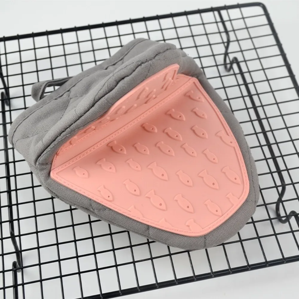 Mini Oven Mitts Pot Holders Sets Heat Resistant Silicone Oven Mitts Non-Slip Kitchen Mittens Soft Cotton Lining Flexible