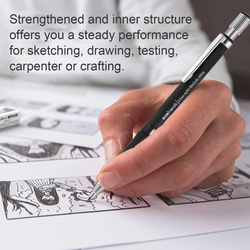 12本 2.0MM 厚手色鉛筆リフィル 2.0MM 自動シャープペンシル、木工鉛筆アート描画用