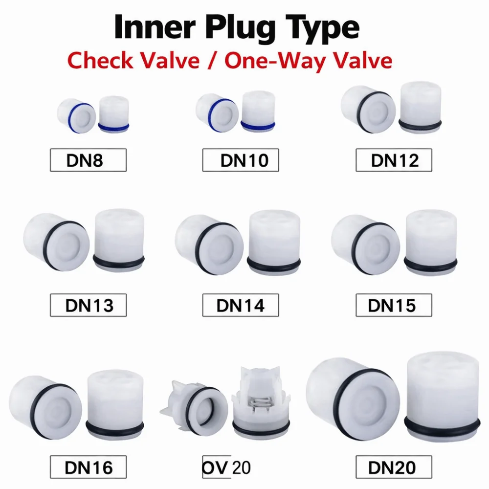 

Plastic Inner Plug Check Valve Core One-Way Flow DN8/10/12/14/15/16/20 One-Way Valve Core Universal Fit Plumbing Check Valve