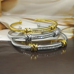 Stainless steel high imitation cable bracelet old twisted steel wire composite open adjustable cuff women's bracelet