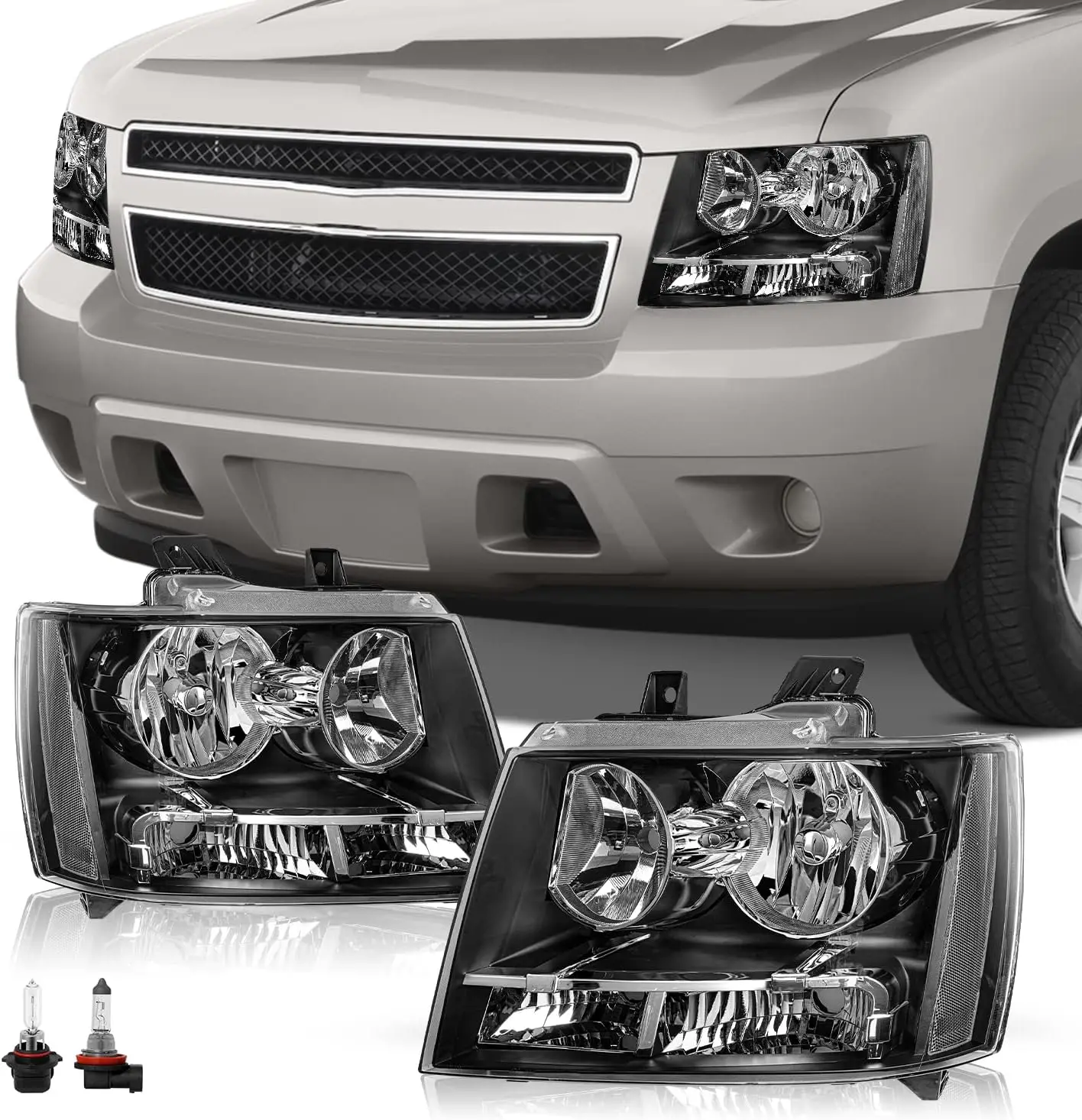 

Fit For Chevy 07-14 Tahoe / 07-13 Avalanche / 07-14 Suburban 1500/07-13 Suburban 2500 Headlight Assembly Replacement Halogen Fac