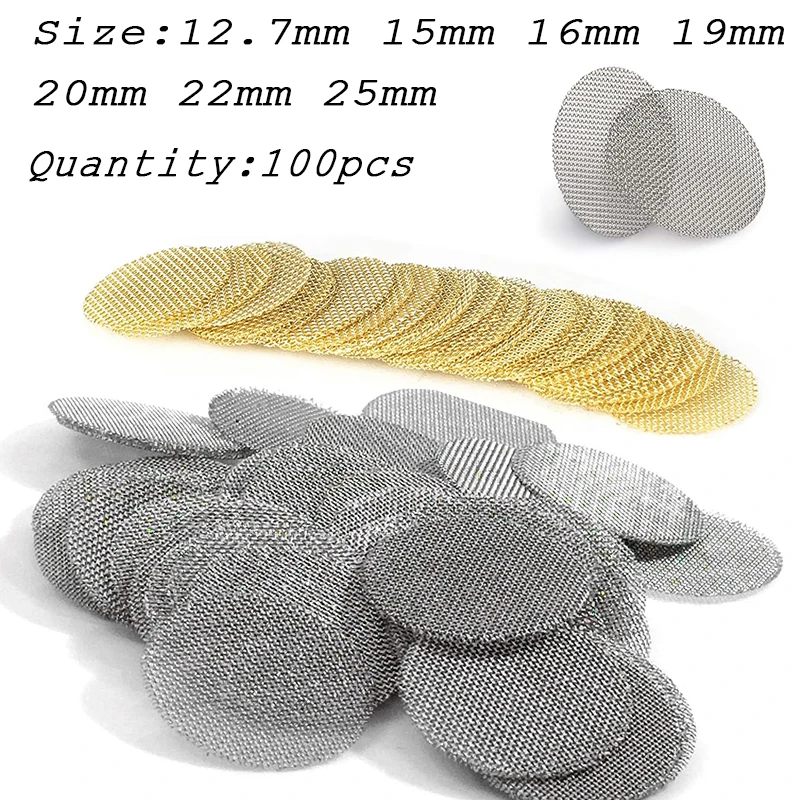 100 قطعة 12-25 مللي متر شاشات أنابيب الفولاذ المقاوم للصدأ ، مرشحات الشاش المعدنية للتدخين التبغ الشيشة السلطانية شبكة صافي