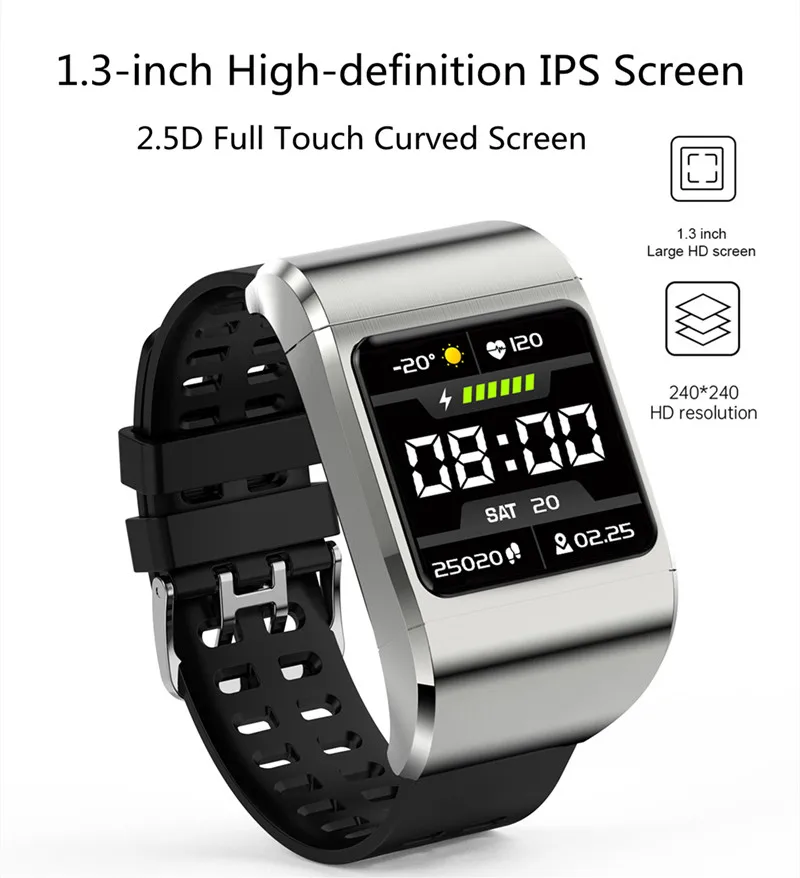 Imagem -02 - Masculino Bluetooth Headconjunto Relógio Inteligente Rastreador de Fitness Esportivo Monitor de Freqüência Cardíaca Toque Completo Impermeável Atualizado Tws em 2023