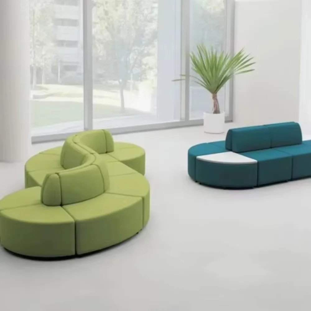 Modern S-Shape Leather Curved Office Reception Lobby Sofa Set Free Combination Infinite Extension For Home Office Living Room