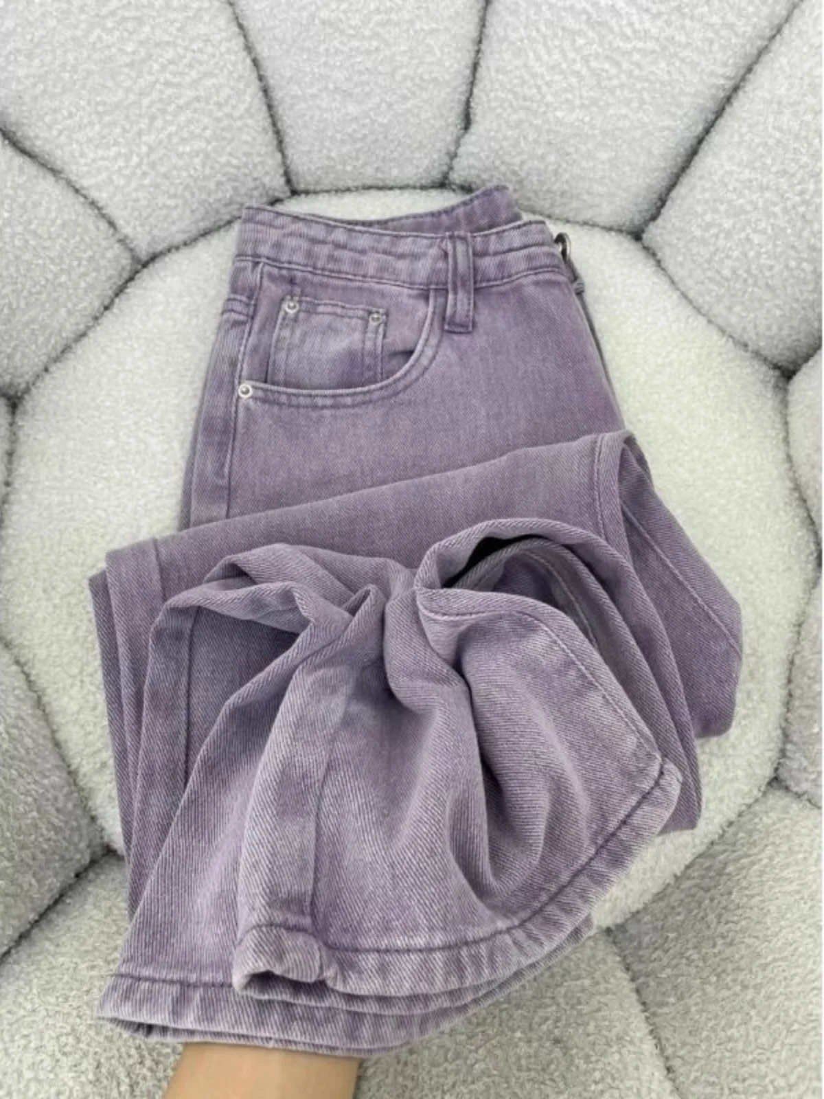 

Мужские свободные джинсы прямого кроя: новая весенняя коллекция, повседневные брюки в стиле Dad, модный уличный тренд, фиолетовый деним, молодежная мода