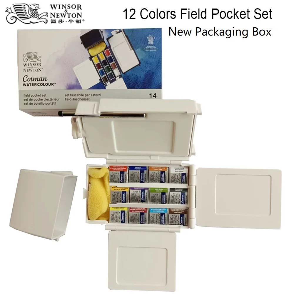 

Winsor & Newton 12 Colors Half Pans Water Color Paints Watercolor Pigment Field Box Set