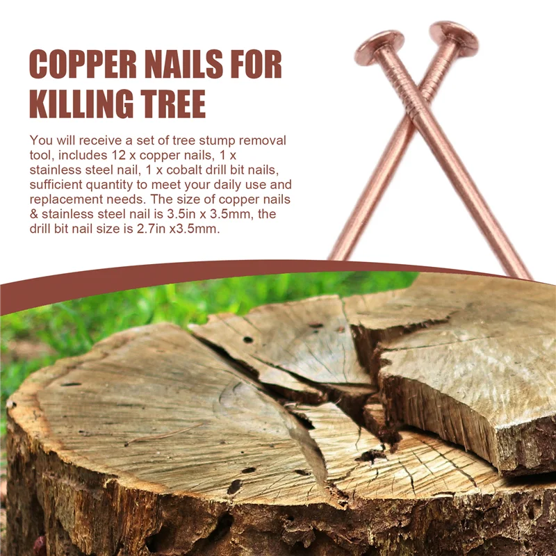 

ABKJ-14 шт. набор медных ногтей для уничтожения деревьев, 3,5-дюймовые ногти из чистой меди, шипы для удаления пней, фурнитура для деревьев