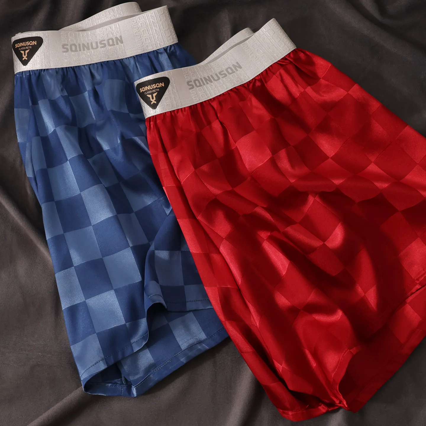 شورت بوكسر رجالي رائع من Ice Cool 95% بوليستر 5% سباندكس تصميم الشطرنج ملابس داخلية صيفية فضفاضة