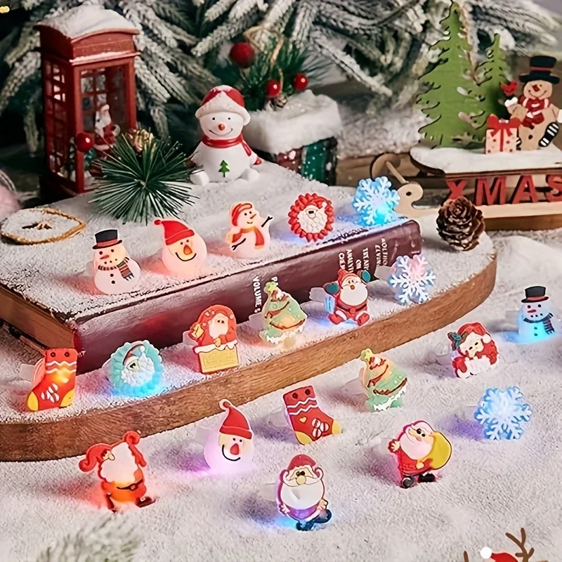 50 قطعة LED يتوهج في الظلام متوهجة عيد الميلاد خواتم لوازم الحفلات لعيد الميلاد السنة الجديدة أعياد الميلاد حفلات الزفاف ألعاب الحفلات الممتعة