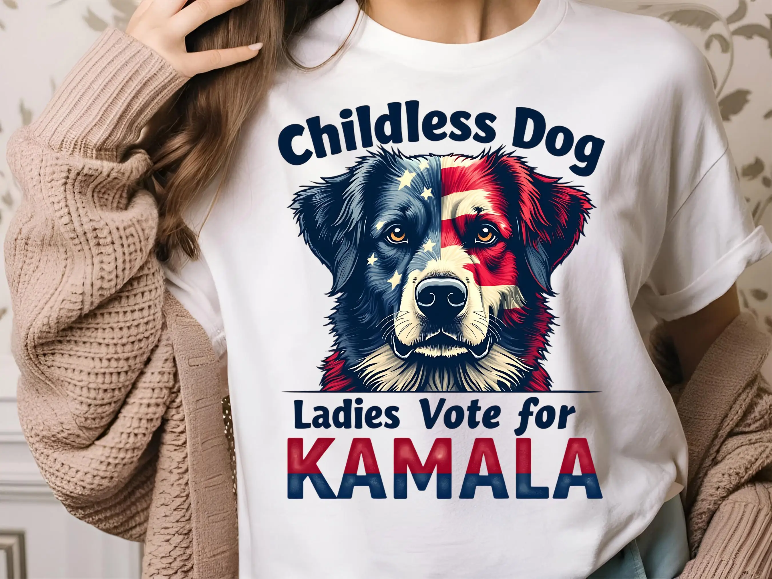 

Childless Dog Ladies Vote Dogs For Kamala Harris 2024 Rally T Shirt Political Coconut Tree