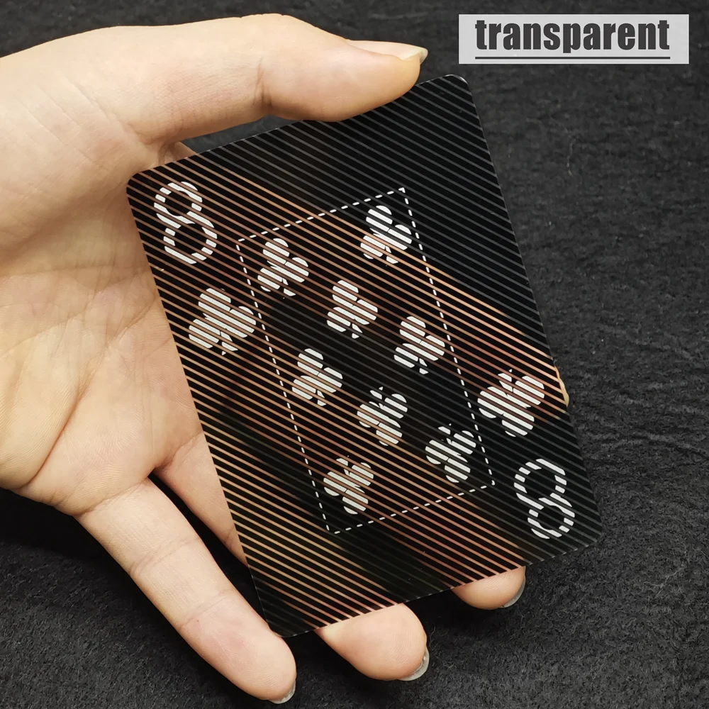 Waterproof Clear Playing Cards Texas Hold\' Plastic Playing Cards Moire illusion design Black Deck of Cards Poker Cards