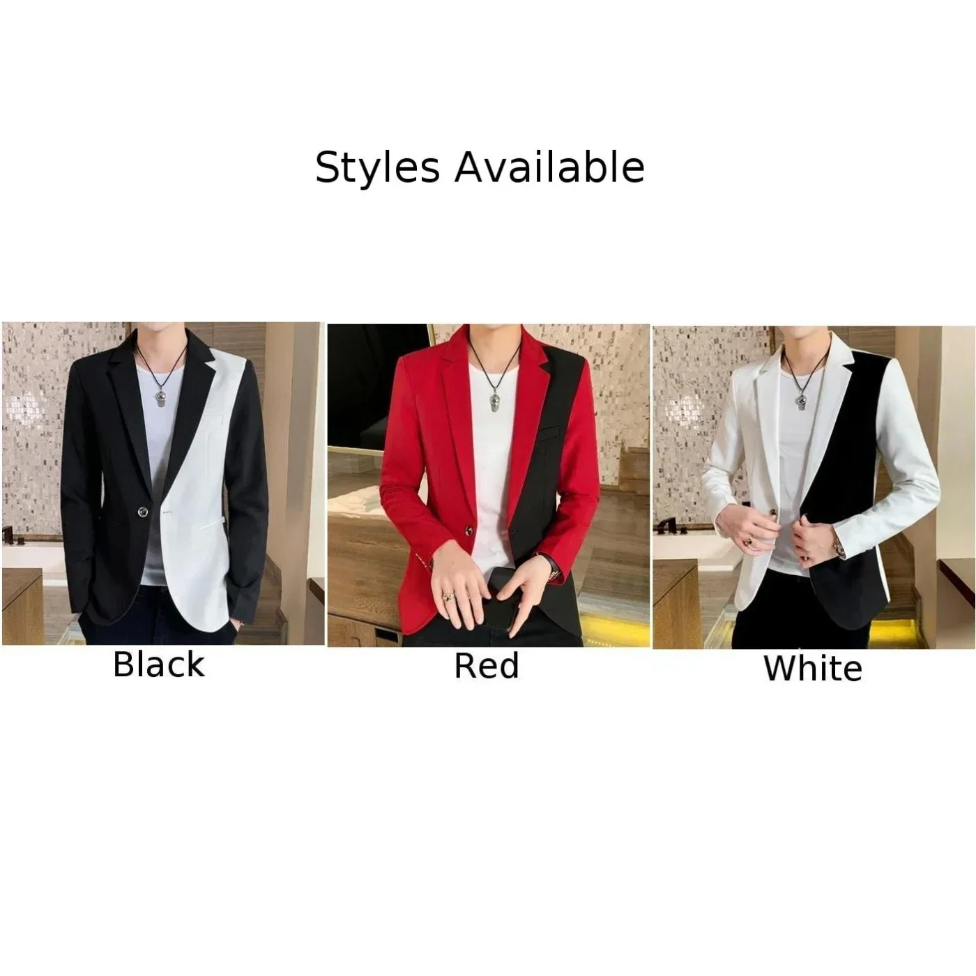 Streetwear Blazer Mode Jas Bijpassend Pak Mannen Party Polyester Rood S-2XL Singles Club Tops Slim Fit Blazer