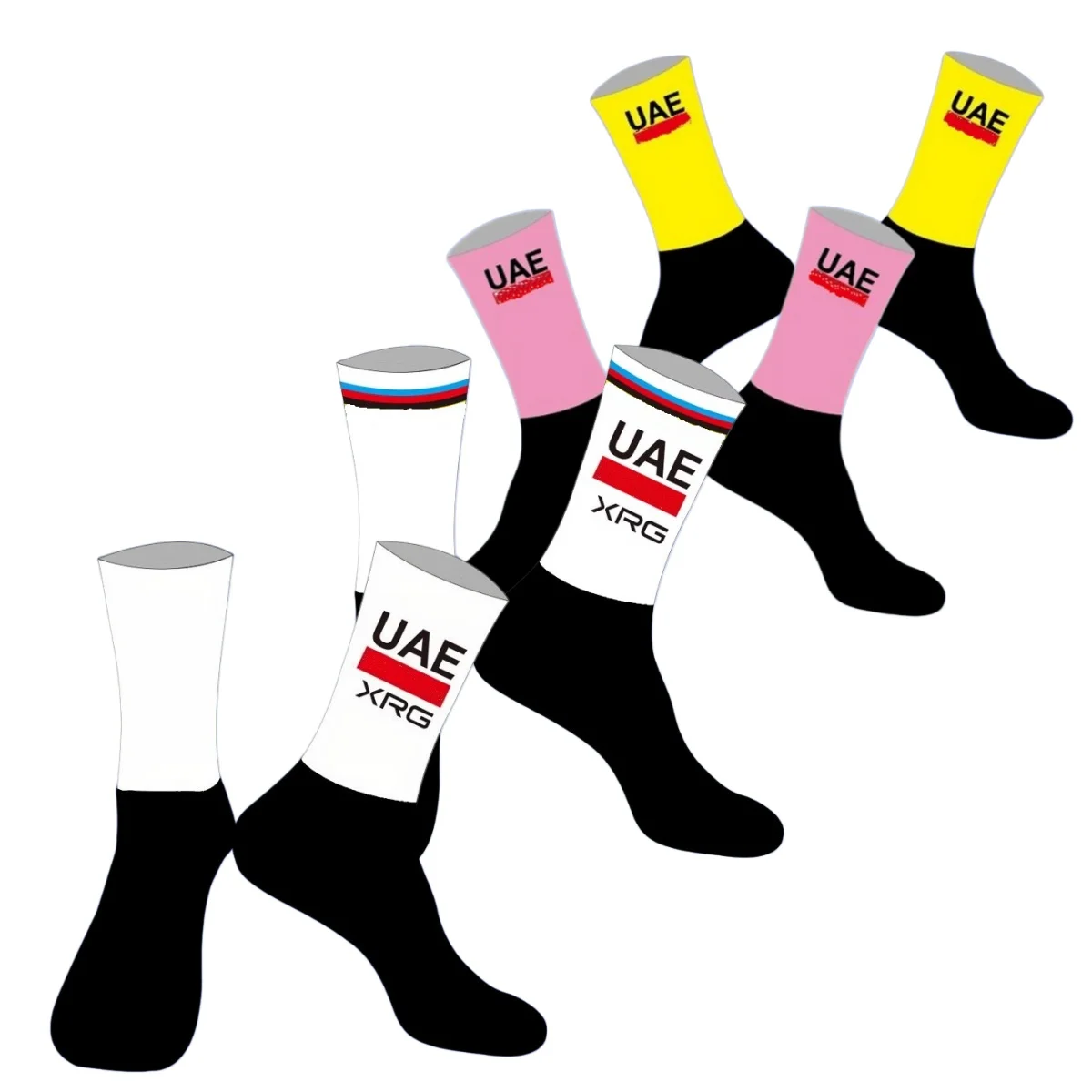 LASER CUT ONE PAIR UAE TEAM PINK Cycling Socks Antislip Bike Racing MITI Breathable FOR Men and Women
