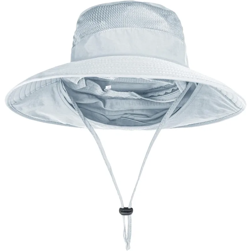 Sun Hats for Men Women Fishing Hat UPF 50+ Breathable Wide Brim Bucket Hats Summer UV Protection Safari Hat with Neck Flap