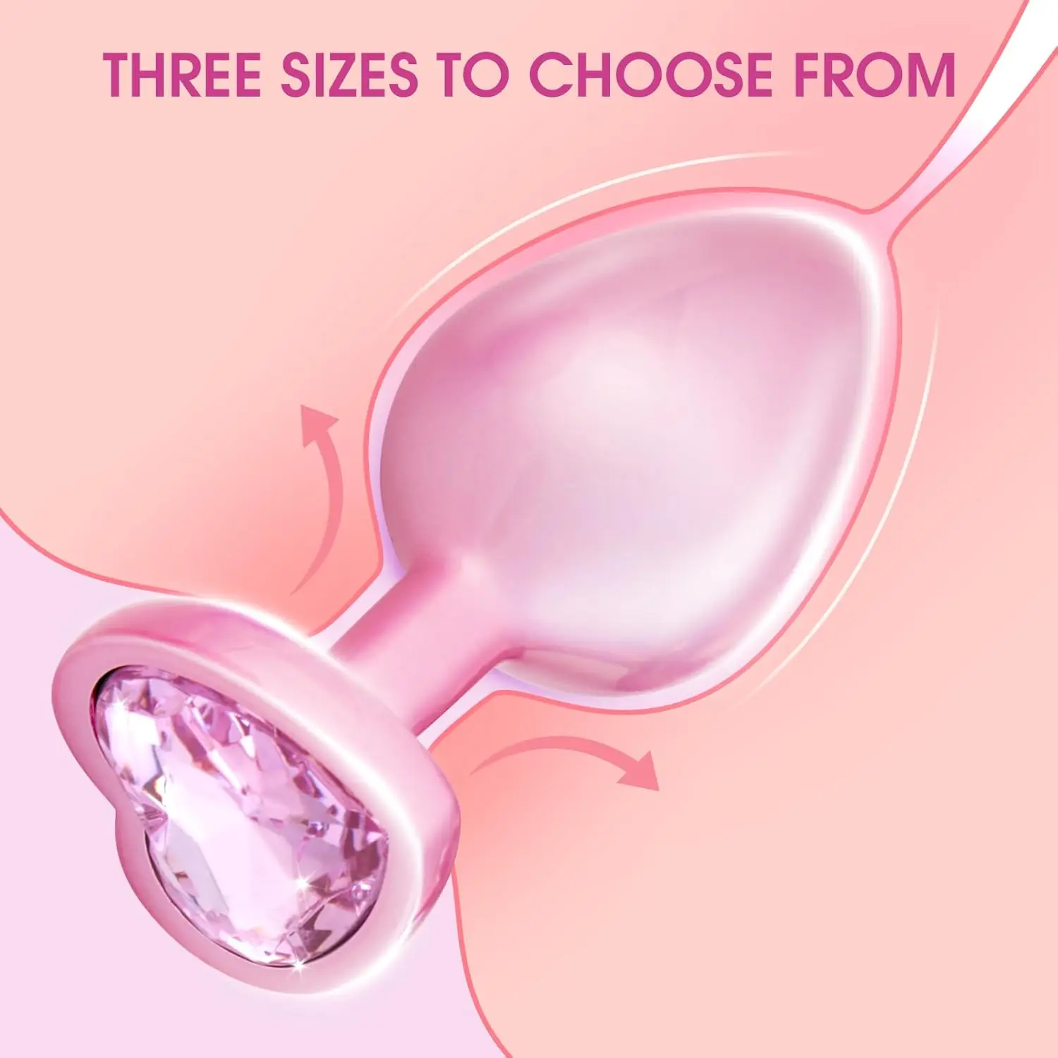 Pink Butt Plug Anal Adult Sex Toys with Crystal Diamond Heart Base for Women Men Beginners and Advanced Users Prostate Massage view 4