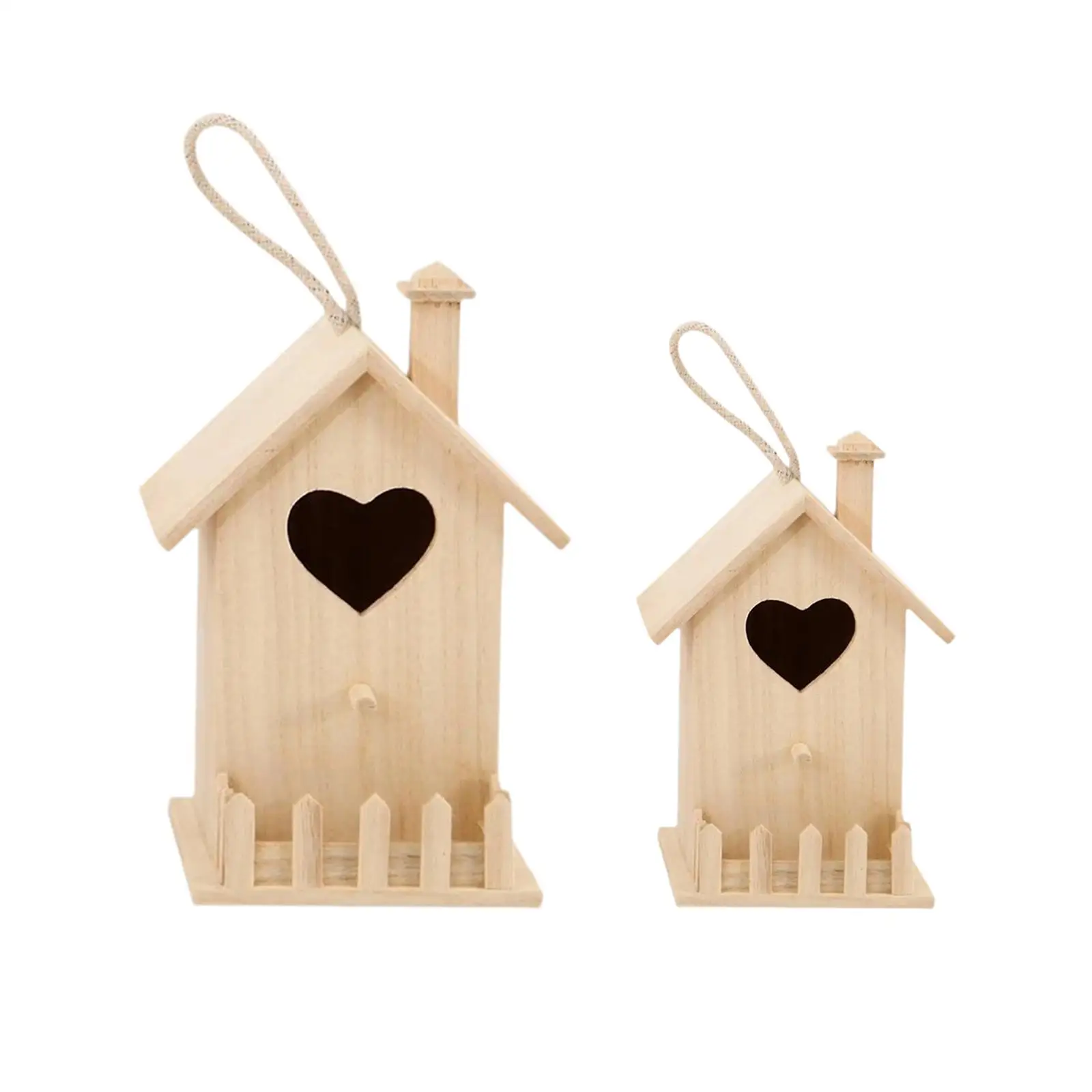 Mini Hanging Bird House Unfinished Wood Nest Box for Outdoor Garden Painting DIY Birdhouses